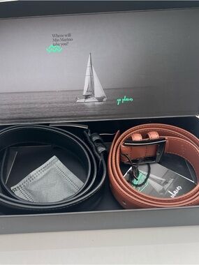 Mio Marino Men's Belt Set — Black & Brown Classic Leather Belts Size 34”